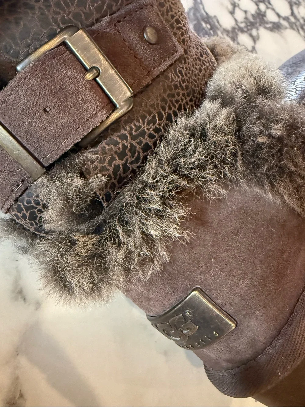RARE 👈🏼 UGG Skylah Mid-Calf Bomber Leather Shearling Boots Brown Size 6 Pristine